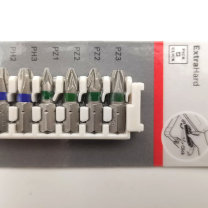 Bosch 2608522413 Brocas de Impacto Combinação PH1/2/3PZ2/3 25MM Extra Duras Kit de 8 Peças Acessórios para Ferramentas de Parafusadeira