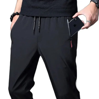 Calça Masculina Casual Stretch Slim Fit Elástico na Cintura Jogger Coreana Clássica Azul Preta Cinza Marca Masculina Calças Plus Size