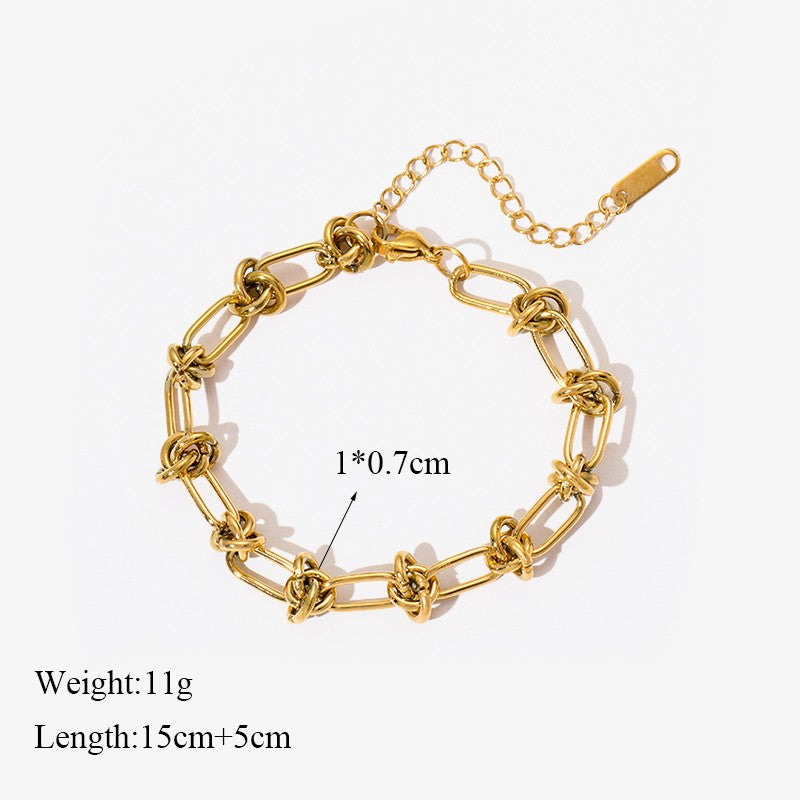 EILIECK 316L Aço Inoxidável Torcido Pulseira Bracelete Para Mulheres Tendência Banhado a Ouro 18K Corrente de Pulso Impermeável Joias Presente Festa