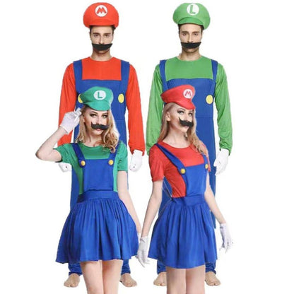Anime Game Super Luigi Cosplay Costume Adult  jumpsuit hat and beard set Halloween party cospaly Costume
