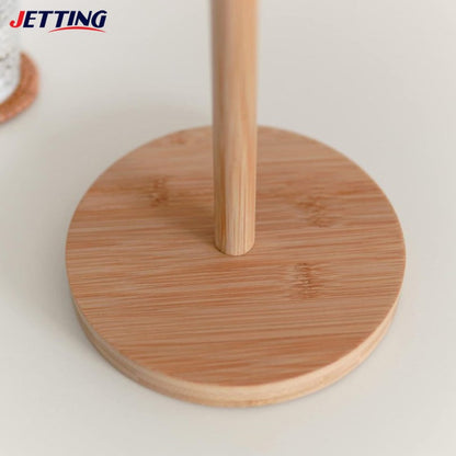 Kitchen Wooden Roll Paper Towel Holder Bathroom Tissue Vertical Stand Disposable Paper Pot Kitchen Toilet Storage Accessories