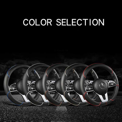 Capa de Volante de Couro All Seasons Diamond Ajuste Universal para 14,5-15 polegadas Capa de Couro Durável Design com Veias Antiderrapantes