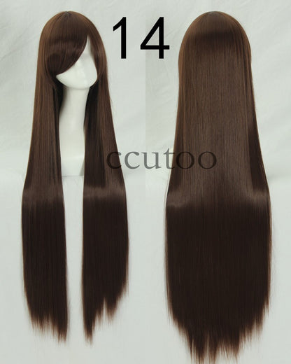 ccutoo 100cm Peruca de Cosplay Reta Sintética de Cabelo Longo de Alta Temperatura 82 Cores Disponíveis
