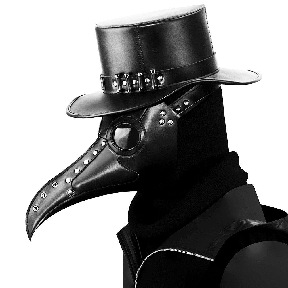 PU Leather Plague Doctor Mask Scary Steampunk Halloween Cosplay Gothic Festival Funny Face Props Carnival Masquerade Party Mask