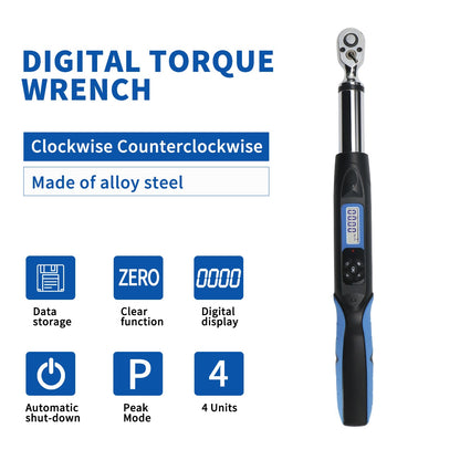 Chave de Torque Digital Shahe de 1/2'' Conjunto Eletrônico com Buzzer e LED Chaves de Torque Eletrônicas Ajustáveis Ferramenta para Reparo Automotivo
