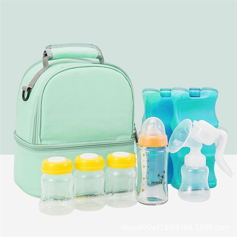 Mommy Bag Milk Storage Breast Pump Maternity Cooler Double Layer Insulation  Fresh Keeping Baby Food Backpack Feeding Bottle