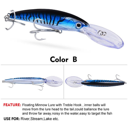 Isca Artificial Flutuante Minnow 32g 50g 75g Isca de Pesca Longa Arremesso Água Salgada Robalo Iscas Duras Minnow para Pesca de Robalo