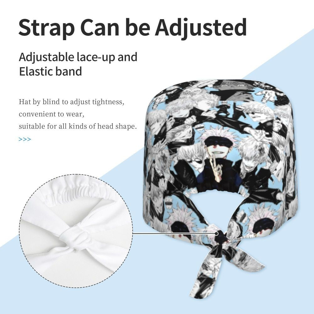 Custom S-Satorues G-Gojoes Cartoon Scrubs Cap Surgical Hats Women Men Skilled Operating Room Cap Operator Hats Lab Works Hat