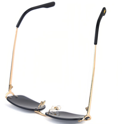 HBK Retro Rimless Sunglasses For Women Men Small Square Gold Frame Brand Design Tea Shades Rectangle UV400 Zonnebril Eyewear