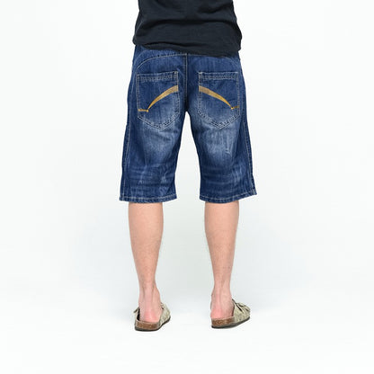 ABOORUN Mens Plus Size Loose Baggy Denim Shorts Fashion Streetwear Hip Hop Skateboard Cargo Jeans Short for Male R1402