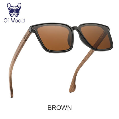 Oi Wood Óculos de Sol Quadrados para Homens e Mulheres Óculos de Madeira Lentes Azuis Polarizadas Óculos Masculinos Óculos de Luxo