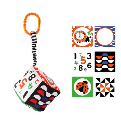 Baby Newborn Crib Hanging Rattle Toys Early Development for 0-12 Months High Contrast Black and White Learning Education Toy