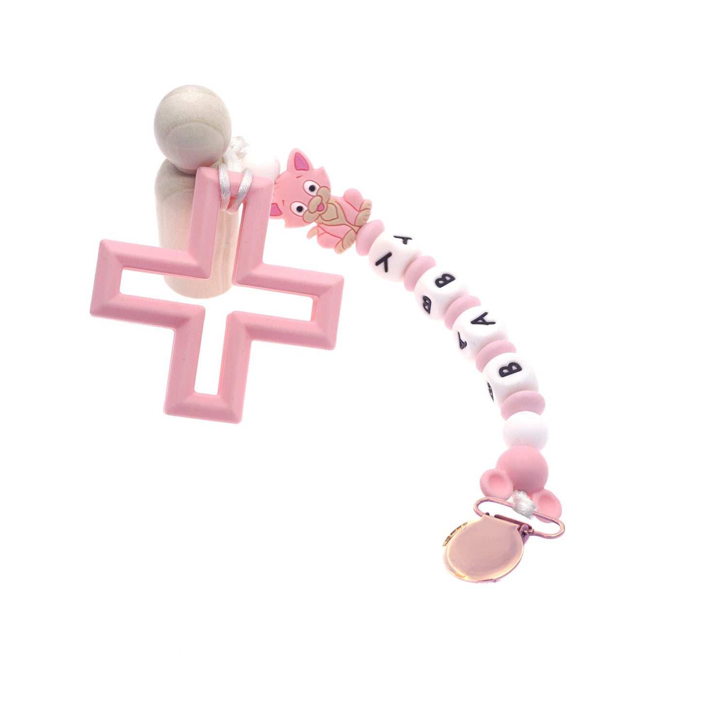 10Pcs Rose Gold Round Shape Pacifier Suspender Clips Baby Pacifier Holder Infant Dummy Clip With Plastic Insert for 25mm Ribbon