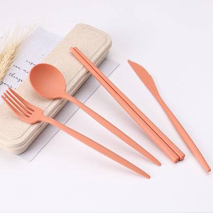 Colher Garfo Pauzinhos Talheres 1PCS/Conjunto Caixa de Louça de Palha de Trigo Jantar Crianças Adulto Viagem Portátil Acessórios de Cozinha