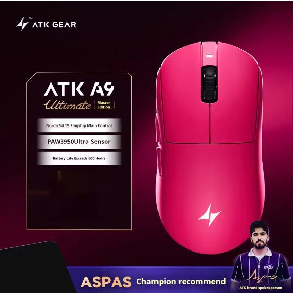 Mouse Gamer Sem Fio ATK Dragonfly A9 Ultra Paw3950 Modos Duplos Personalizado 8K Leve Acessórios Para PC Para Jogadores de FPS