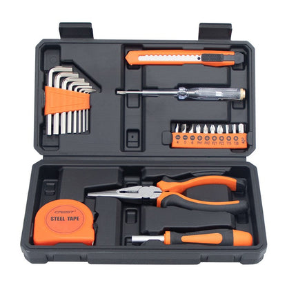 Multifunctional DIY Hand Tool Kit Household Repair Set - 8PCS Allen Wrench 10PCS Bits Art Knife 6-inch Pliers,Portable Box