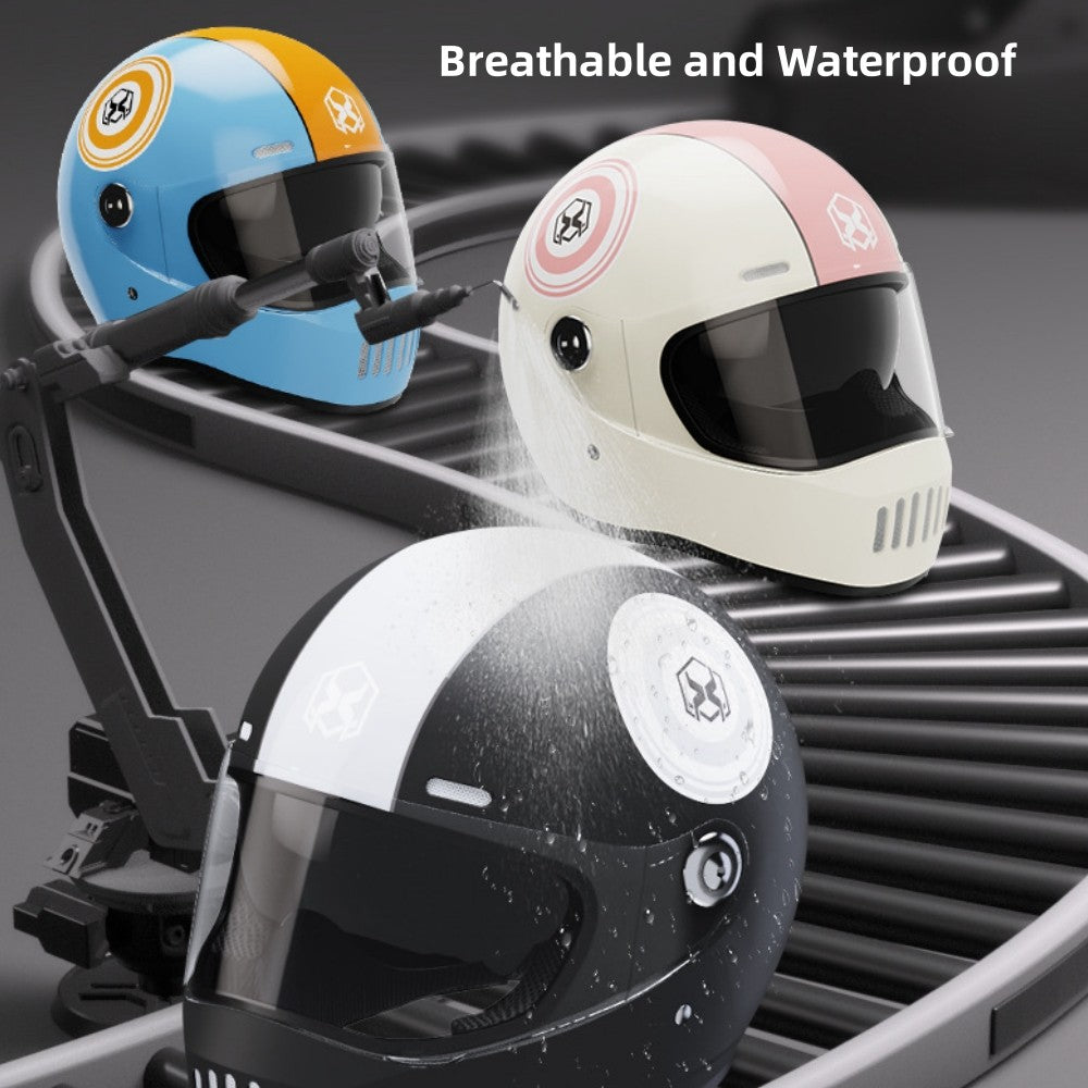 Electric Motorcycle Helmet Winter Warm HD Dual Mirror Anti-fog Retro Sun Protection Riding Full Helmet