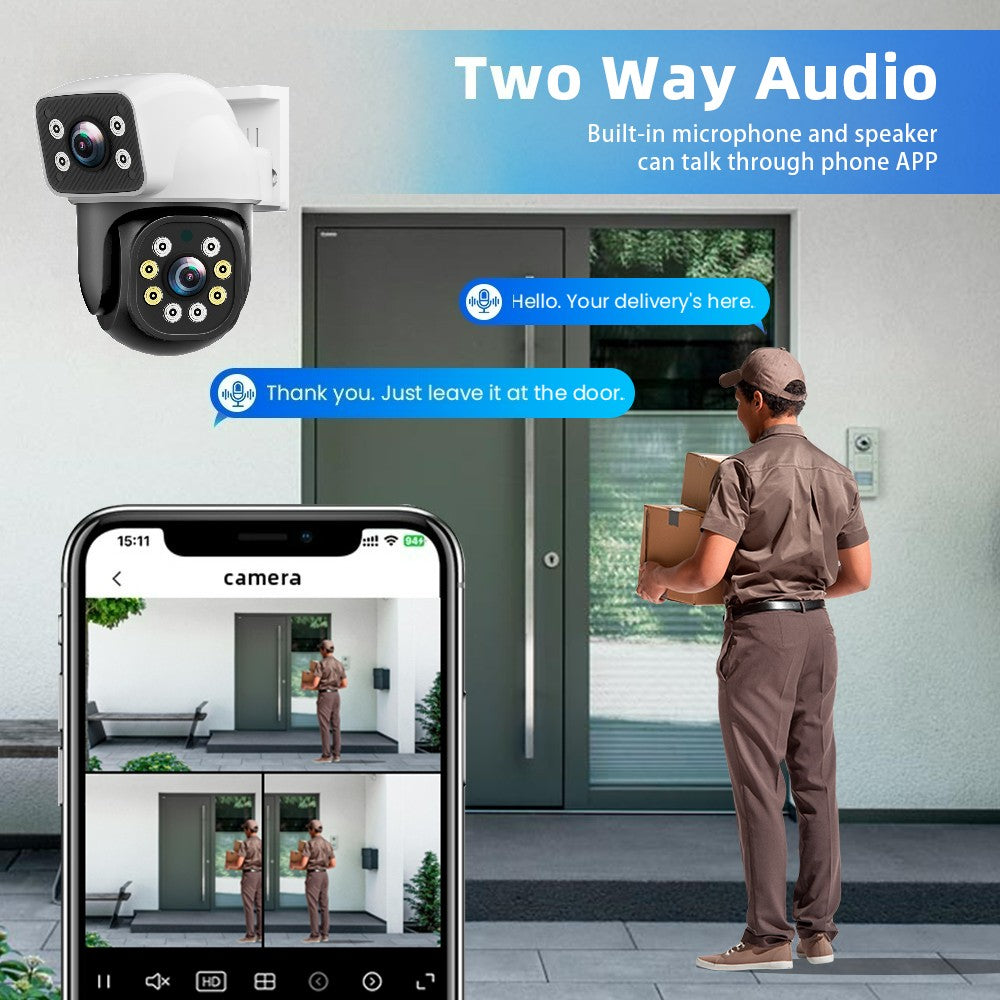IPC360HOME 10X Zoom 4K 8MP Dual Lens WIFI PTZ 4MP Dual Screen Security Camera Outdoor Color Night Vision Surveillance Cameras