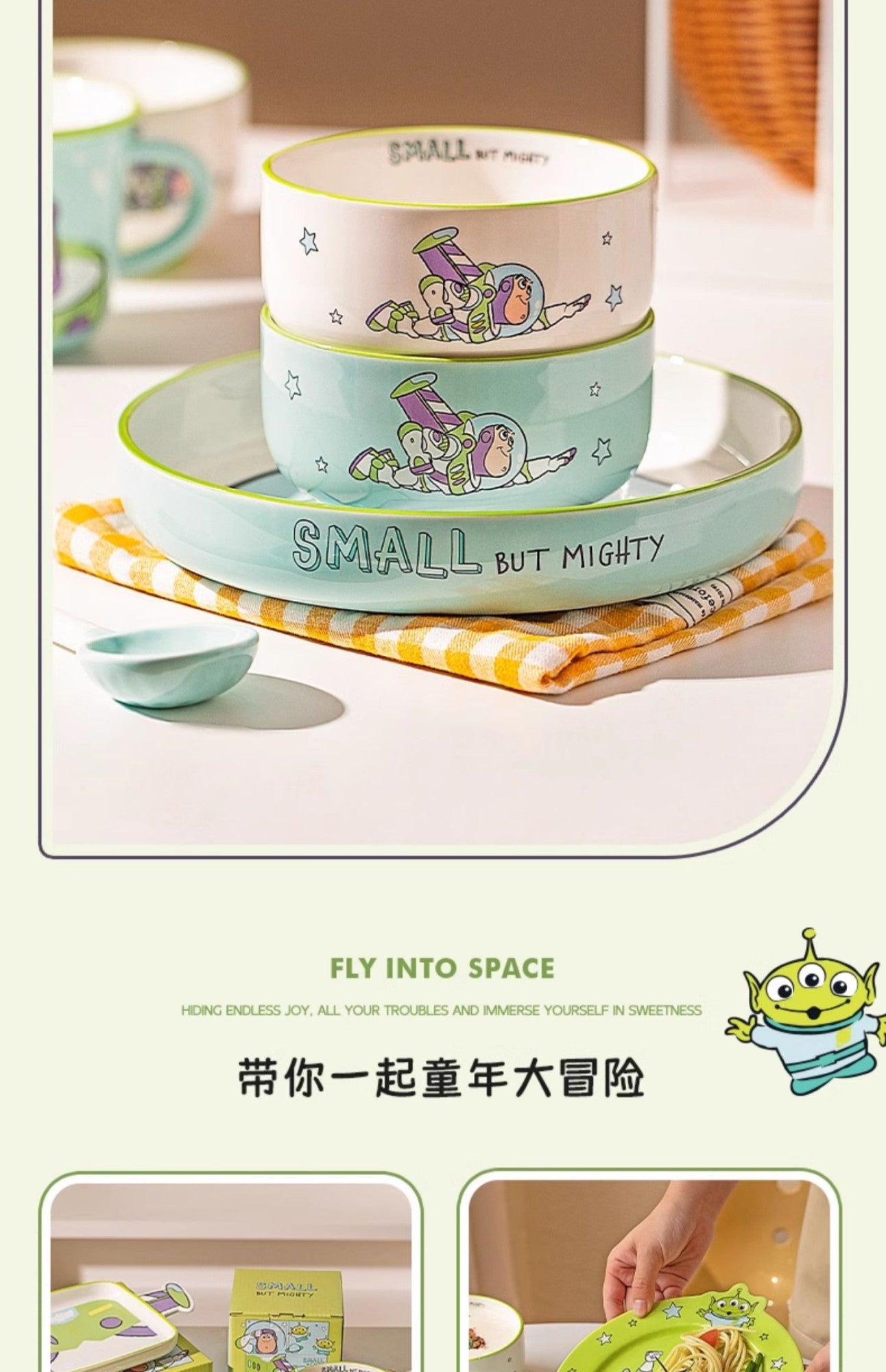 Disney Toy Story Buzz Lightyear Desenho Louça Utensílios Domésticos Pratos Infantis Tigelas de Iogurte Prato de Café da Manhã Presentes de Aniversário