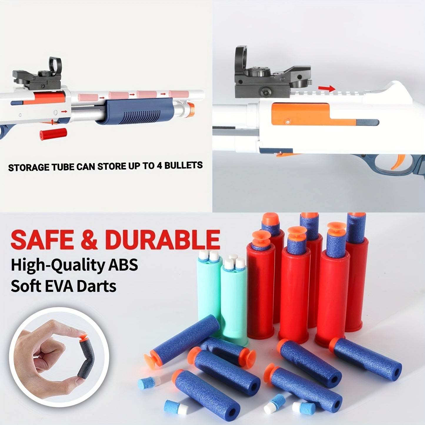 Arma de Brinquedo com Bala de Espuma, Escopeta de Brinquedo que Ejeta Cápsulas (76 cm), Arma de Bala de Espuma [com 6 Cápsulas 20 Dardos de Espuma] Perfeita para Ambientes Internos
