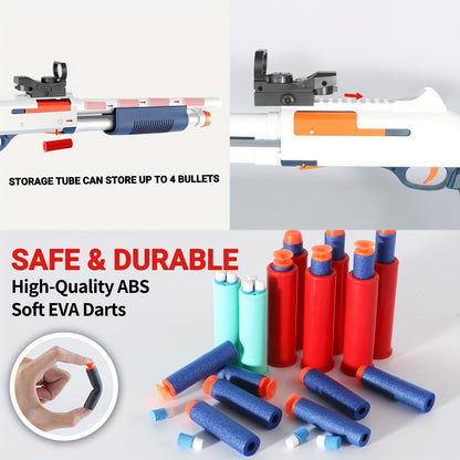 Arma de Brinquedo com Bala de Espuma, Escopeta de Brinquedo que Ejeta Cápsulas (76 cm), Arma de Bala de Espuma [com 6 Cápsulas 20 Dardos de Espuma] Perfeita para Ambientes Internos