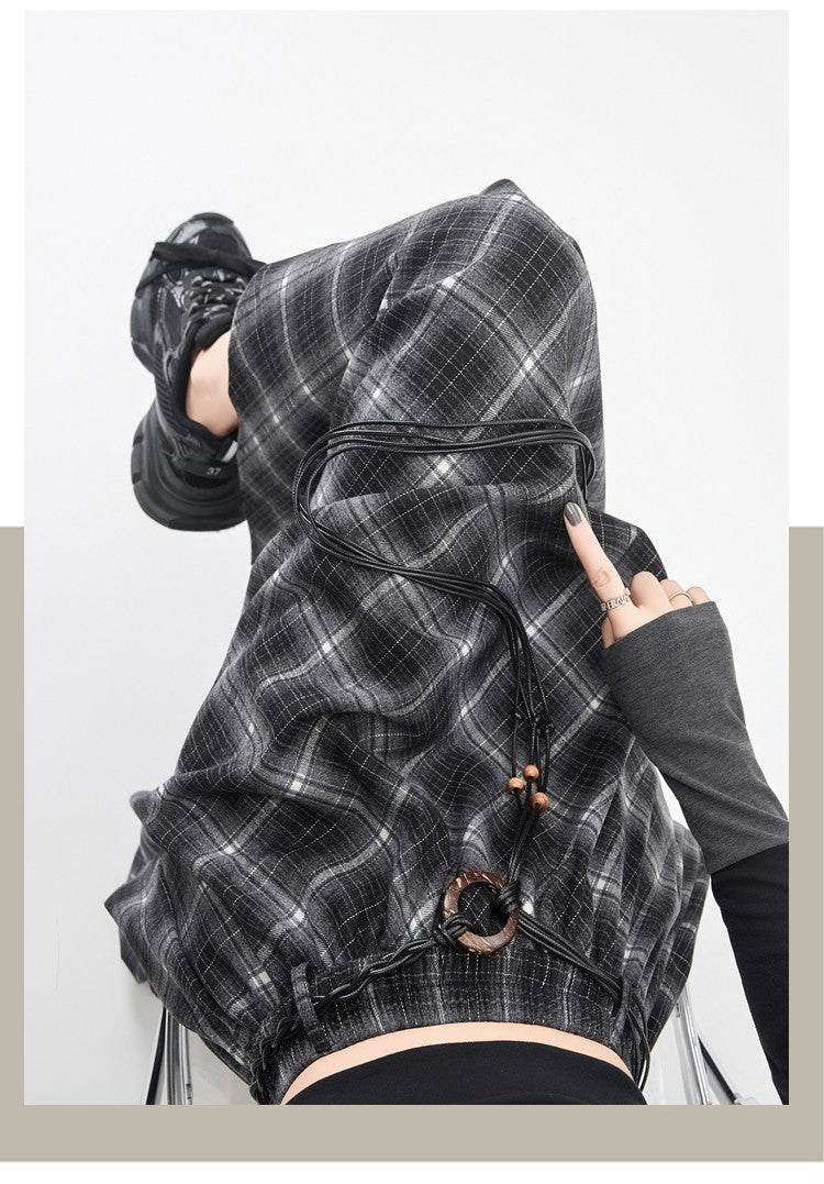 Women Skirt Plaid High Waisted Elastic A Line Mid Length Korean Style Fashion Retro Versatile Irregular Autumn Skirt