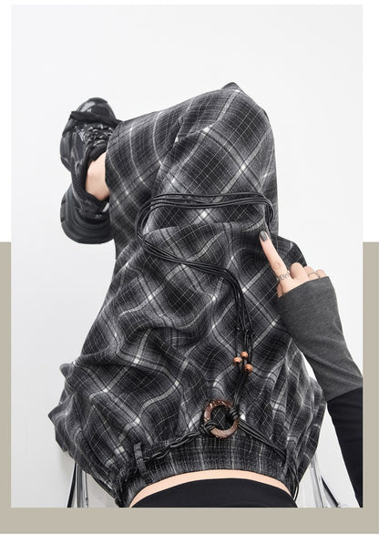 Women Skirt Plaid High Waisted Elastic A Line Mid Length Korean Style Fashion Retro Versatile Irregular Autumn Skirt