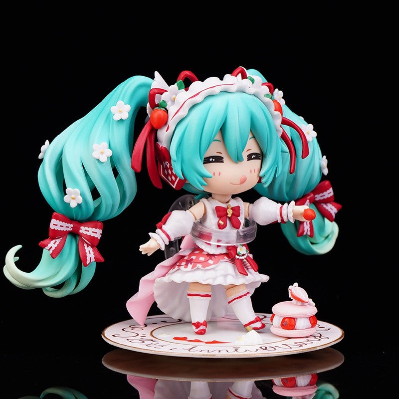 10cm/3.94in #1939 Hatsune Miku Figura de Anime 15º Aniversário Strawberry Miku Boneco de Ação #1940 Miku Coleção Modelo Boneca Brinquedos