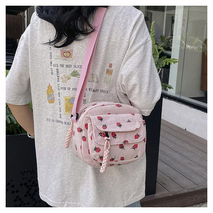 Cute Strawberry Shoulder Bag Casual Zipper Trendy Crossbody Bag Tote Handbag for Women Girls Travel Work Messenger Bag Handbags