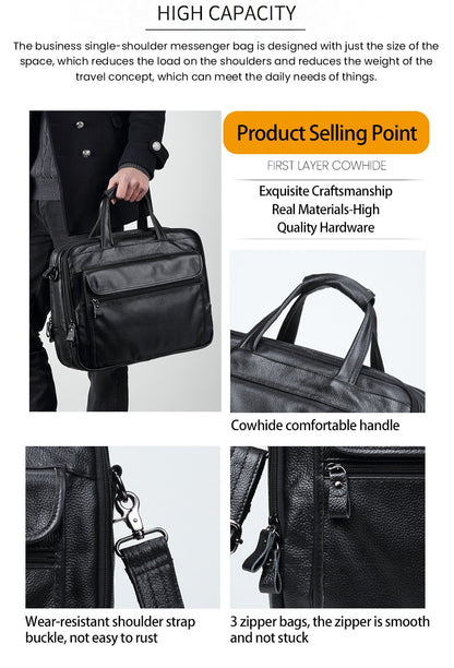 JOYIR Men Briefcases Genuine Leather Handbag 15.6"Laptop Messenger Shoulder Bag for Documents Men's Bag Business Totes 2022