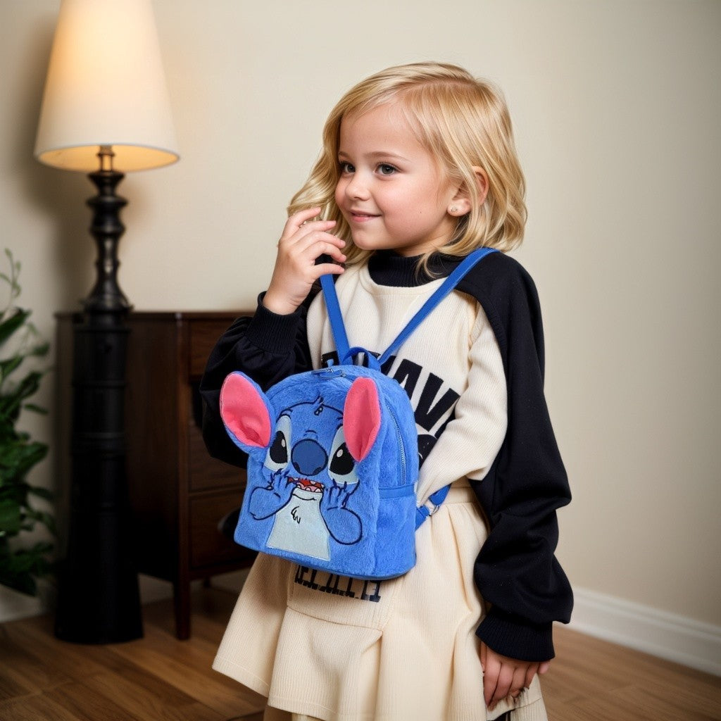2025 Nova Mochila Infantil Disney Mochila Infantil de Pelúcia Fofa Stitch Cartoon Para Crianças Unissex