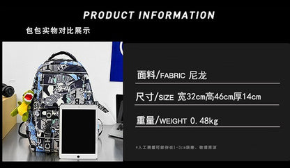 Anime Male and Female High-capacity One Piece Luffy Graffiti Printed Backpack for Middle High Students School Bag