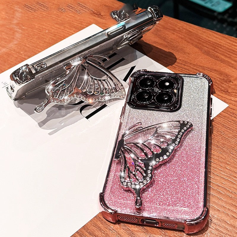 Capa Protetora à Prova de Choque com Glitter e Borboleta para Xiaomi 17 pro max Xiaomi17 13T 14T 15T Pro 15 Ultra