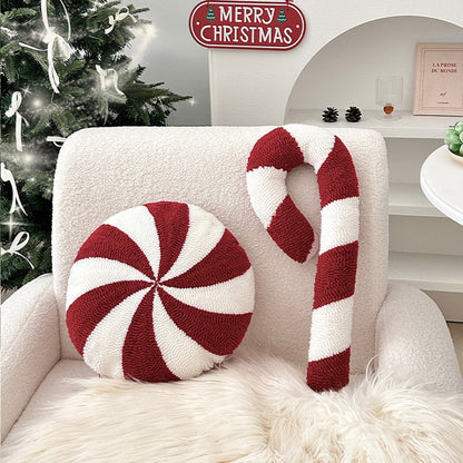 Christmas Candy Pillow with Stuffing Fluff Knitted Throw Pillow for Car Sofa Bedroom Decorating
