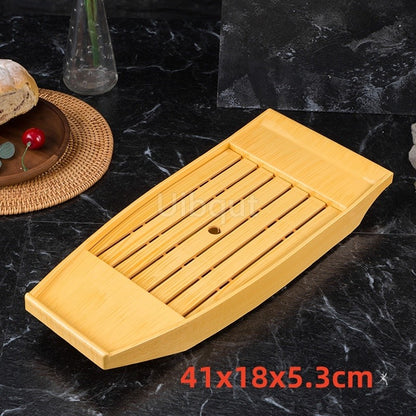 Black red sushi sashimi boat ice food seafood plate salmon sashimi tray Creative Japanese food container sushi barrel decor boat