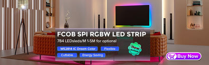 FCOB LED Light Strip Pixel Addressable 630 720 LEDs RGB Dream Full Color 12mm DC12V 24V WS2811 High Density Flexible COB Light