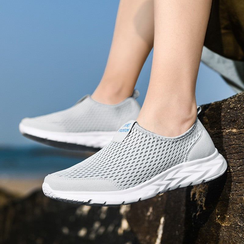 Tênis Masculino YRZL Respirável em Mesh, Casual, Antiderrapante para Uso Externo, Tamanho Grande, Loafer Leve para Caminhada, Calçado Masculino de Tênis