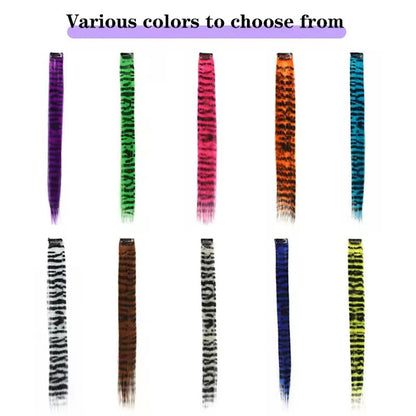 Apliques de Cabelo Sintéticos Coloridos e Vibrantes com Estampa de Leopardo para Uso Diário e Festas, Crianças e Cosplay, Estilo Y2K