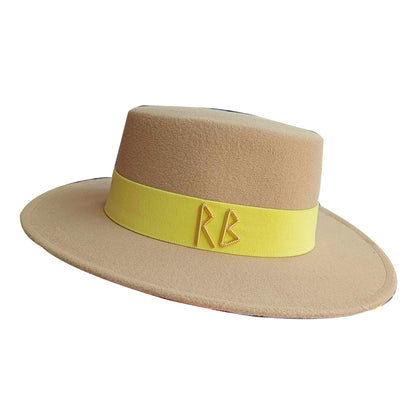 Fedora Chapéu de Copa Reta Chapéu de Outono/Inverno Chapéu RB Britânico Francês Chapéu de Copa Reta Chapéu Punk Jazz Chapéu de Aba Larga Gorras ??