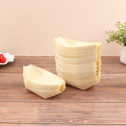 50 unidades Tigela Descartável de Madeira em Formato de Barco para Sushi Tigela de Madeira de Pinho para Sushi Salada Sobremesa Prato Bandeja
