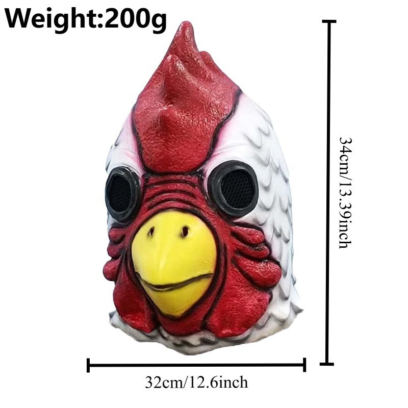 Hotline Miami Richard Rooster Mask, Cosplay Funny Animal Head Cover White Rooster Mask Halloween Party Prop Adult Latex Mask