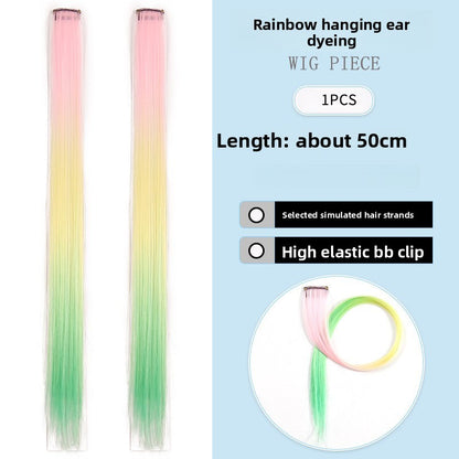 Extensões de Cabelo com Brilho em Degradê de Três Cores, Presilhas em Cabelo Sintético Arco-Íris com Brilho, Extensões de Cabelo com Brilho Resistentes ao Calor