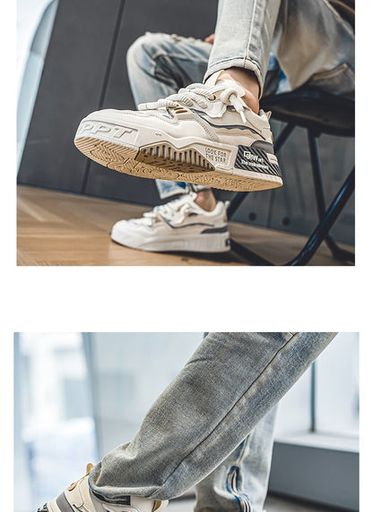 Men's Trendy Skate Shoes, Comfy Non Slip Casual Lace Up Sneakers For Men's Outdoor Activities