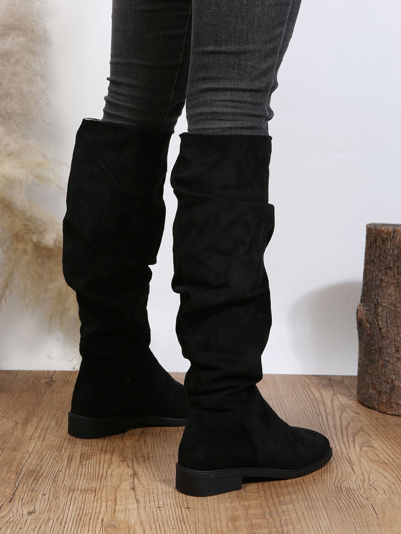 BCEBYL Autumn and Winter Fashion New Sexy Solid Color Warm Round Toe Thick Bottom Low Heel Comfortable Women's Boots Botas Mujer