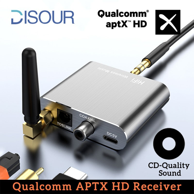 CSR Wireless Receiver APTX-HD BT 5.2 HiFi Stereo Audio Adapter Support Coaxial Optical Fiber aptX-LL For Headphone TV Amplifier