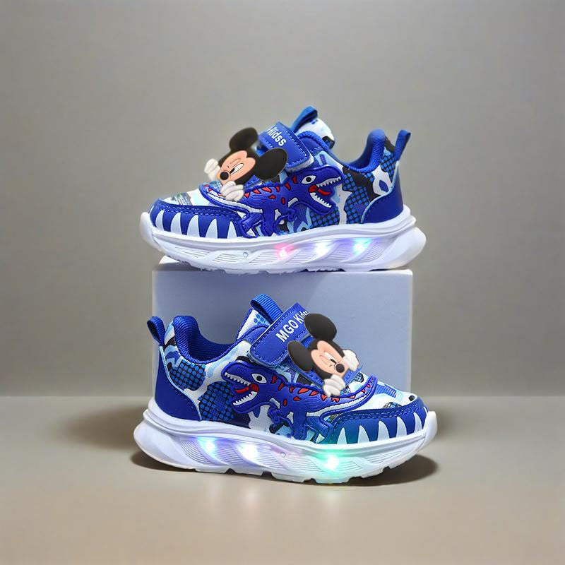 2025 New Disney Boys Led Lighted Shoes Fashion Mickey Children's Casual Sneakers Kids Luminous Shoes Sport Shoes Lighted Shoes