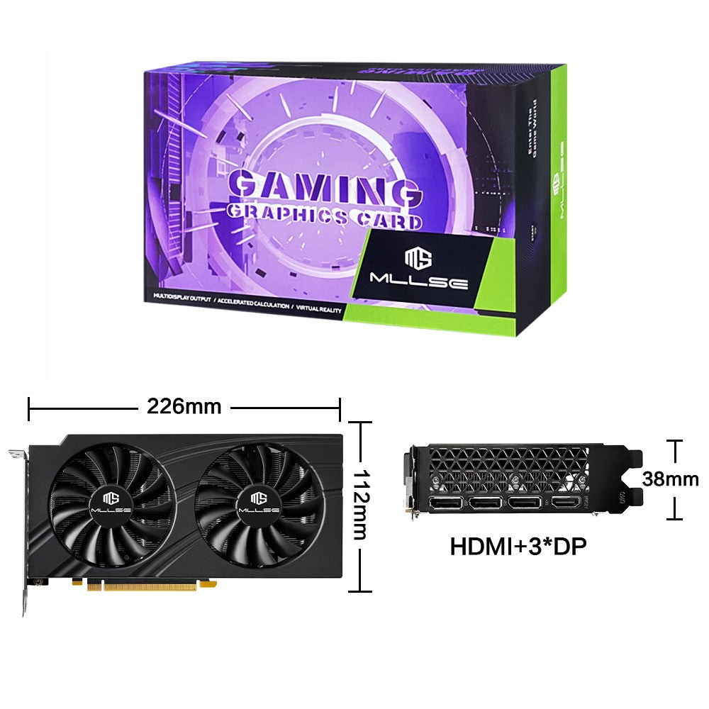 Placa de Vídeo MLLSE RTX 3060 12GB GDDR6 192Bit PCI Express 4.0 ×16 8Pin GPU NVIDIA Placa de Vídeo para Jogos Rtx 3060