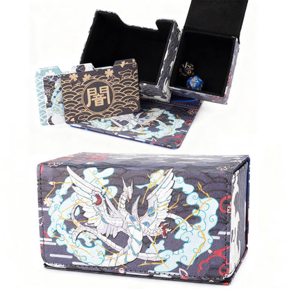 Caixa de Deck Cyber End Dragon Dicewinder para YGO, Armazena 100 Cartas com Double-Sleeve, Caixa de Armazenamento de Cartas com Bandeja de Dados para TCG MTGames PTCG OPCG