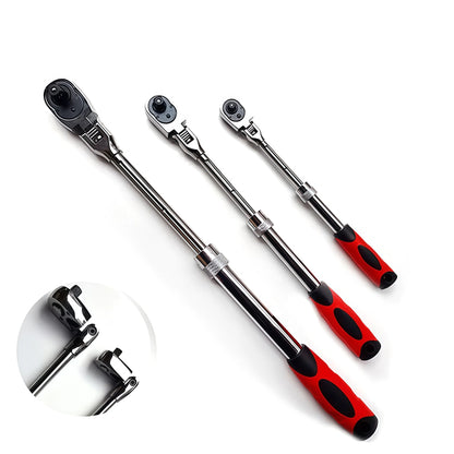 Conjunto de Chaves Catraca de Aço Cromo Vanádio Durável - 72 Dentes, Cabo Telescópico, Liberação Rápida - 1/2, 3/8, 1/4 Polegadas para Carro, Moto