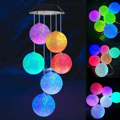 1PC LED Solar Powered Outdoor Solar Round Wind Chime Lamp Garden Lawn Landscape Light Garden Decoration Lights Birthday Gifts
